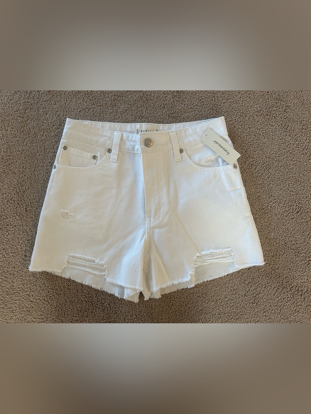 Harper Heritage-white Jean shorts White Distressed High-Rise Denim Shorts